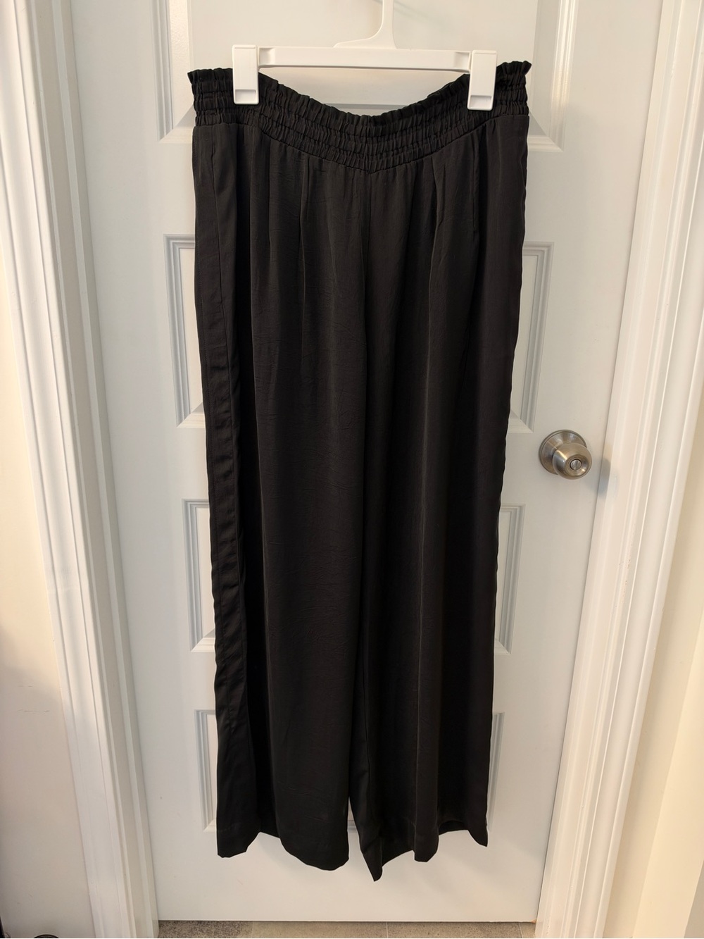 rag & bone Black Wide-Leg Smocked Waist Pants